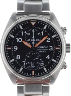 Seiko Gents Quartz Wristwatch Chronograph Black Sport 100 M 7T94 OBL0 A0 Stainless steel Black