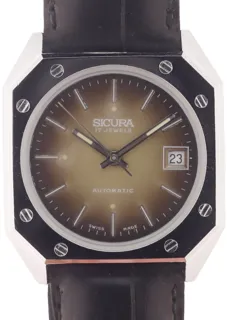 Sicura Gents Automatic Wristwatch satin-finished chromium-plated metal$stainless steel 2-tone brown