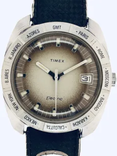 Timex Gents Wristwatch Electric World Time Stainless steel Silver