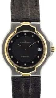 Universal Genève Polerouter 618.580 Stainless Steel$gold bezel Black