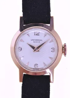 Universal Genève Ladies Wristwatch 35502 / 2 P rose gold u2013 plated$Stainless Steel Silver