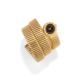 Bulgari Tubogas Serpenti BB191TG 19mm 18k yellow gold Black