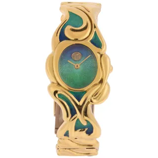 Richardson & Ottewill 18ct yellow gold and Enamel Green