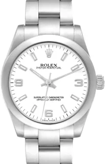 Rolex Midsize White Dial Domed Bezel Steel Ladies Watch 177200 Stainless steel White