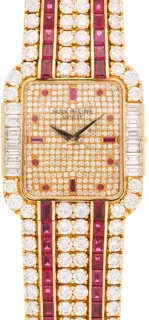 Patek Philippe Vintage 3968-2 Yellow gold Pave Diamonds$Ruby Markers