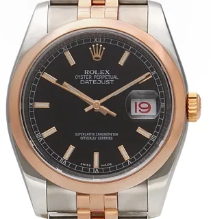 Rolex Datejust 116201-0075 36mm Rose gold and Stainless steel Black