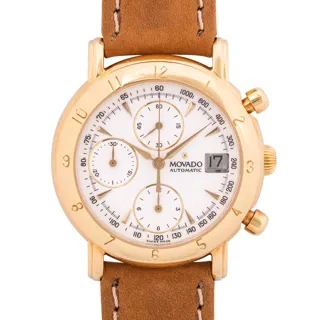 Movado Chronograph 40-A7-871 38mm 18k yellow gold White