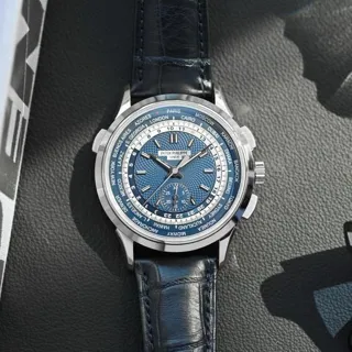 Patek Philippe World Time Chronograph 5930G-010 39.5mm White gold Blue