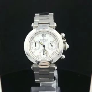 Cartier Pasha C 2412 Stainless steel White