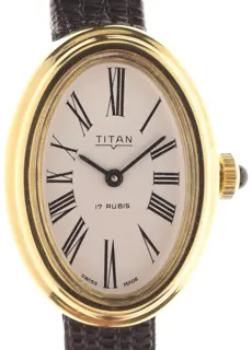 TITAN elegant Ladies dress Wristwatch Yellow gold and Stainless steel White