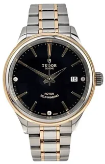 Tudor Style 12503 38mm Yellow gold and Stainless steel Black