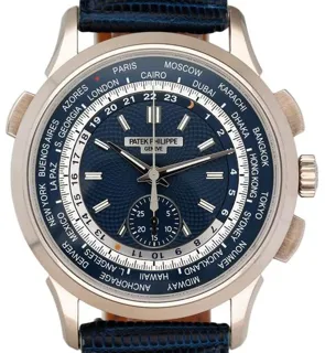 Patek Philippe World Time Chronograph 5930G-001 39.5mm White gold Blue