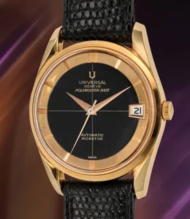 Universal Genève Polerouter Date 104601-1 34mm 18k rose gold Black