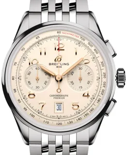 Breitling Premier AB0145211G1A1 Stainless steel White and Beige