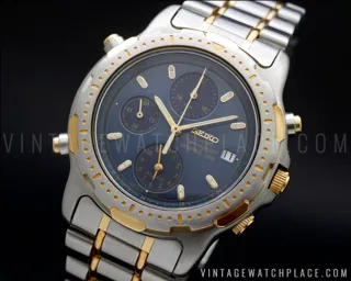 Seiko Sports 150 7T32-6B7A Yellow gold and Stainless steel Blue