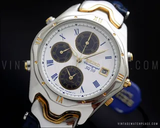 Seiko SQ 50 Panda dial Chronograph 7T32-6G90 (SDW756P1) Yellow gold and Stainless steel White