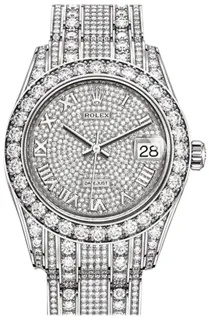 Rolex Pearlmaster 81405RBR 34mm White gold Diamond Pave