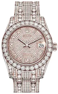 Rolex Pearlmaster 81405RBR 34mm Rose gold Diamond Pave