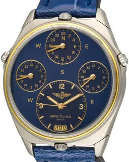 Breitling World Time 80840 Yellow gold and Stainless steel Blue