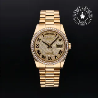 Rolex Day-Date 36 118348 Yellow gold Diamond paved