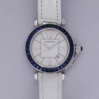 Cartier Pasha 2398 32mm 18k white gold Silver