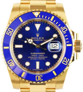 Rolex Submariner Date 116618LB 18k yellow gold Blue