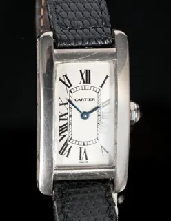 Cartier American Tank W2601956 20mm 18k white gold Silver and White