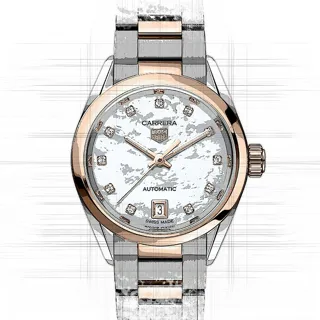 TAG Heuer Carrera Date WBN2450.BD0569 Yellow gold and Stainless steel White