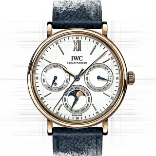 IWC Portofino Perpetual Calendar IW344602 Yellow gold Silber