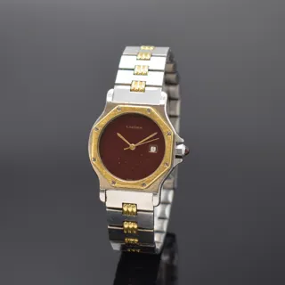 Cartier Santos Ronde 30mm Stainless steel and gold Burgundy