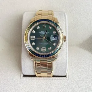 Rolex Pearlmaster 86348SABLV 39mm Yellow gold Green