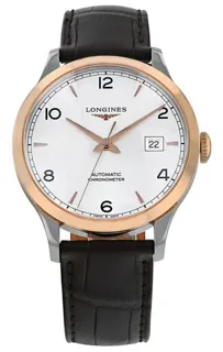 Longines Record L2.820.5.76.2 38.5mm Yellow gold and Stainless steel Silver