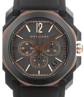 Bulgari Octo 103075 42mm Yellow gold and Stainless steel Black