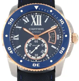 Cartier Calibre de Cartier W2CA0008 Rose gold and Stainless steel Blue