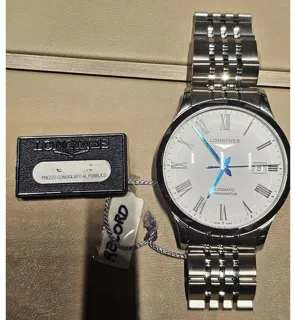 Longines Record L2.821.4.11.6 40mm Stainless steel White