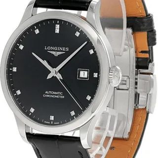 Longines Record L2.821.4.57.2/L28214572 40mm Stainless steel Black