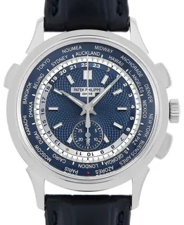 Patek Philippe World Time Chronograph 5930G-010 39.5mm White gold Blue