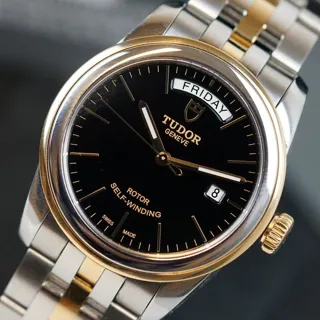 Tudor Glamour 56003 39mm Yellow gold and Stainless steel Black