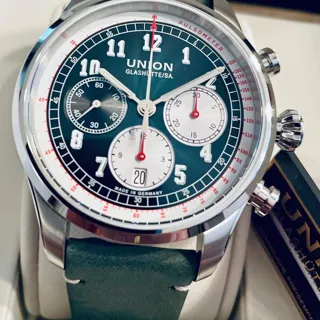 Union Glashütte Belisar Chronograph D009.427.16.092.00 44mm Stainless steel Green