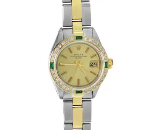 Rolex Date Stainless steel and 18k yellow gold Champagne