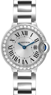 Cartier Ballon Bleu 28mm White Gold$Diamond-Set Silver