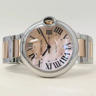 Cartier Ballon Bleu 36.5mm Rose gold and Stainless steel Pink