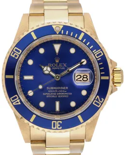 Rolex Submariner 16618 18k yellow gold blue