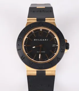 Bulgari Diagono AL 38 G 18k Gold and Rubber Black