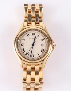 Cartier Cougar 887904 33mm 18k Gold Beige