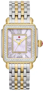 Michele Deco Madison MWW06T000248 18K Gold Plated$Stainless Steel Purple and White