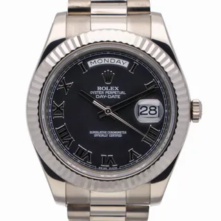 Rolex Day-Date II 218239 41mm 18k white gold Black