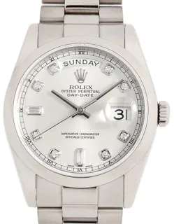 Rolex Day-Date 36 118209A (DAY-DATE ) 36mm White gold Silver