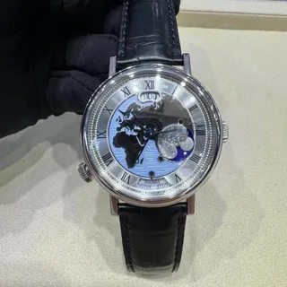 Breguet Classique 5717PT/EU/9ZU 43mm Platinum Blue and Silver