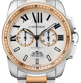 Cartier Calibre de Cartier W7100042 42mm Rose gold and Stainless steel Silver